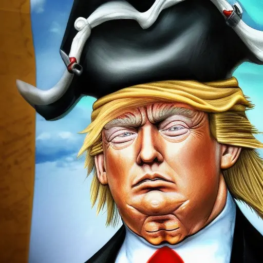 Donald Trump as a 16th century pirate, 8k, High Definition, Highly Detailed, Hyper Detailed, Intricate, Intricate Artwork, Intricate Details, Ultra Detailed, Matte Painting, Sharp Focus, Closeup Portrait