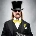 Hulk Hogan wearing a top hat and a monocle, 4k, 4k resolution, 8k, High Definition, High Resolution, Highly Detailed, HQ, Hyper Detailed, Intricate, Intricate Artwork, Intricate Details, Ultra Detailed, Half Body, Gothic, Matte Painting, Edwardian, Sharp Focus by Stefan Kostic