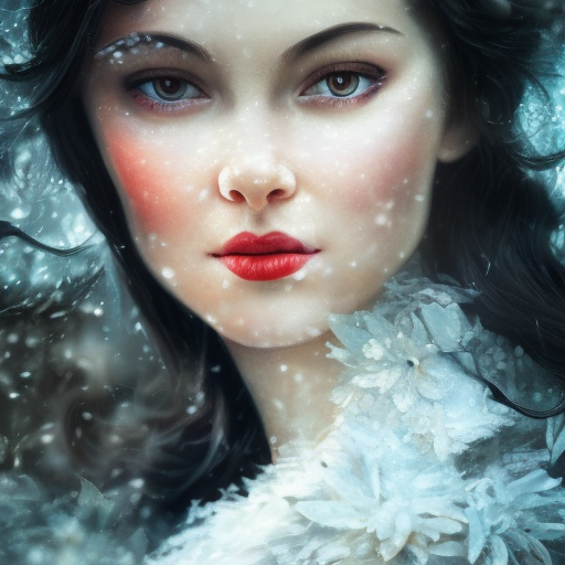 Snow White, Atmospheric, High Definition, Highly Detailed, Hyper Detailed, Intricate Artwork, Intricate Details, Masterpiece, Ultra Detailed, Closeup of Face, Half Body, Beautiful, Gorgeous, Unimaginable Beauty, Spring, Sunny Day, Sharp Focus, Centered, Beautifully Lit, Fantasy, Colorful, Vivid by Stefan Kostic