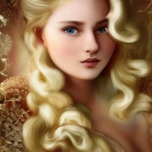 Cinderella, Atmospheric, High Definition, Highly Detailed, Hyper Detailed, Intricate Artwork, Intricate Details, Masterpiece, Ultra Detailed, Closeup of Face, Half Body, Beautiful, Gorgeous, Unimaginable Beauty, Blonde Hair, Large Eyes, Perfect Face, Pretty Face, Rosy Cheeks, Small Nose, Smiling, Spring, Sunny Day, Sharp Focus, Centered, Beautifully Lit, Closeup Portrait, Portrait, Fantasy, Colorful, Vivid by Stefan Kostic