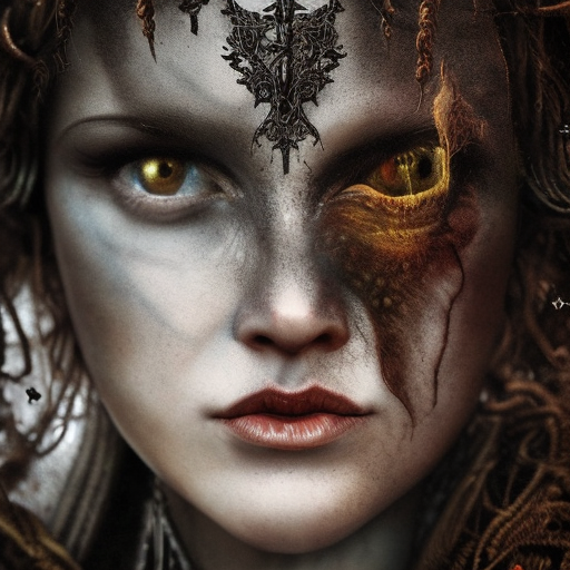 Merida of DunBroch, High Definition, Highly Detailed, Hyper Detailed, Intricate Artwork, Intricate Details, Ultra Detailed, Closeup of Face, Half Body, Beautiful, Matte Painting, Sharp Focus, Centered, Closeup Portrait, Portrait, Fantasy, Apocalyptic, Dreadful, Ominous, Threatening by Stefan Kostic