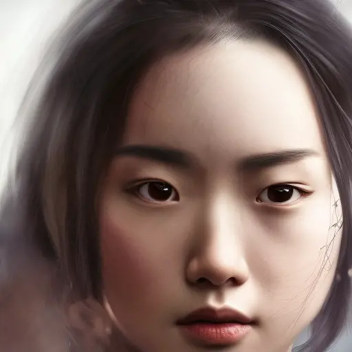 Mulan, High Definition, Highly Detailed, Hyper Detailed, Intricate Artwork, Intricate Details, Ultra Detailed, Closeup of Face, Half Body, Beautiful, Brunette, Matte Painting, Sharp Focus, Centered, Closeup Portrait, Portrait, Fantasy by Stefan Kostic