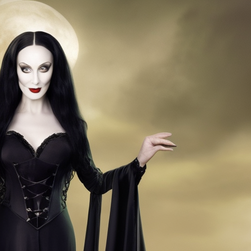 Morticia Addams as a vampire, 4k, 4k resolution, 8k, HD, High Definition, High Resolution, Beautiful, Matte Painting, Fantasy by Stefan Kostic