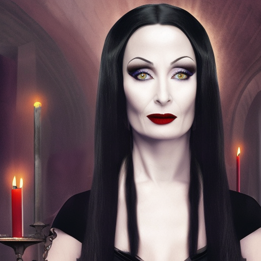 Morticia Addams with deely bobbers, 4k, 4k resolution, 8k, HD, High Definition, High Resolution, Beautiful, Matte Painting, Fantasy by Stefan Kostic