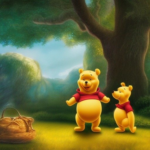 portrait of Winnie the Pooh, 4k, 4k resolution, 8k, HD, High Definition, High Resolution, Alluring, Beautiful, Matte Painting by Stefan Kostic