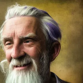 portrait of an old man, 8k, Highly Detailed, Intricate, Half Body, Beautiful, Blonde Hair, Blue Hair, Brown Hair, Brunette, Freckles, Green Hair, Large Eyes, Pretty Face, Purple Hair, Red Hair, Rosy Cheeks, Slim Nose, Smiling, Strong Jaw, White Hair, Matte Painting, Realistic, Sharp Focus, Volumetric Lighting, Fantasy, Elegant, Muscular by Stanley Artgerm Lau, Alphonse Mucha, WLOP