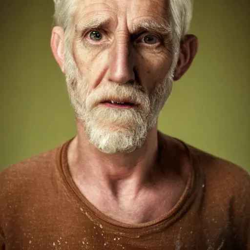 portrait of an old man, 8k, Highly Detailed, Intricate, Half Body, Beautiful, Blonde Hair, Blue Hair, Brown Hair, Brunette, Freckles, Green Hair, Large Eyes, Pretty Face, Purple Hair, Red Hair, Rosy Cheeks, Slim Nose, Smiling, Strong Jaw, White Hair, Matte Painting, Realistic, Sharp Focus, Volumetric Lighting, Fantasy, Elegant, Muscular by Stanley Artgerm Lau, Alphonse Mucha, WLOP