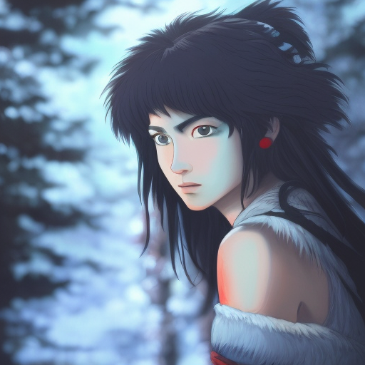 portrait of princess mononoke, 4k, 4k resolution, 8k, Hyper Detailed, Anime