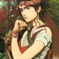 portrait of princess mononoke, 4k, 4k resolution, 8k, Hyper Detailed, Anime by Alphonse Mucha