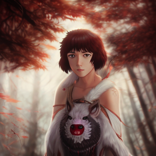 portrait of princess mononoke, 4k, 4k resolution, 8k, Hyper Detailed, Anime by WLOP