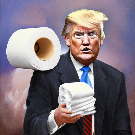 Donald Trump and toilet paper, Half Body, Propaganda Poster by WLOP, Stefan Kostic