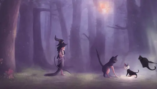 Kiki the witch and Jiji the cat, 4k, 4k resolution, 8k, Highly Detailed, Hyper Detailed, Beautiful, Digital Painting, Anime, Fantasy by Stefan Kostic, Studio Ghibli