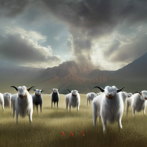 Donald Trump in a field of goats, Digital Illustration, Matte Painting by Stefan Kostic