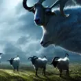 a flock of evil goats monsters, 4k, 4k resolution, 8k, Eldritch, Foreboding, HD, High Definition, High Resolution, Highly Detailed, HQ, Digital Illustration, Matte Painting, Spring, Fantasy, Apocalyptic, Threatening by Stefan Kostic