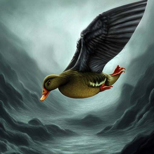 Cthulhu's pet duck, 4k, 4k resolution, 8k, Eldritch, HD, High Definition, High Resolution, Highly Detailed, HQ, Digital Illustration, Matte Painting, Cloudy Day, Diffuse Lighting, Dim light, Moody Lighting, Overcast light, Fantasy, Apocalyptic, Doom, Dreadful, Forbidding, Frightful, Harrowing, Hideous, Ominous, Shocking, Terrifying, Threatening, Unnerving by Stefan Kostic