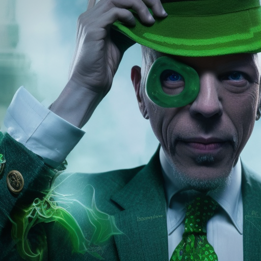 Erick Avari as The Riddler, 8k, Highly Detailed, Intricate, Half Body, Psychedelic, Matte Painting, Realistic, Sharp Focus, Fantasy by Stefan Kostic