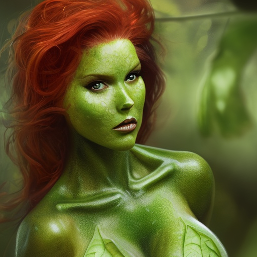 Poison Ivy character, 8k, Highly Detailed, Intricate, Half Body, Matte Painting, Realistic, Sharp Focus, Fantasy by Stefan Kostic