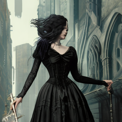 assassin wearing dark round sunglasses and victorian gothic dress, 4k, 4k resolution, 8k, HD, High Definition, High Resolution, Highly Detailed, HQ, Hyper Detailed, Intricate, Intricate Artwork, Intricate Details, Ultra Detailed, Artstation, Cgsociety, Full Body, Animecore, Cyberpunk, Unimaginable Beauty, Digital Painting, Matte Painting, Realistic, Sharp Focus, Anime, Fantasy by Stefan Kostic