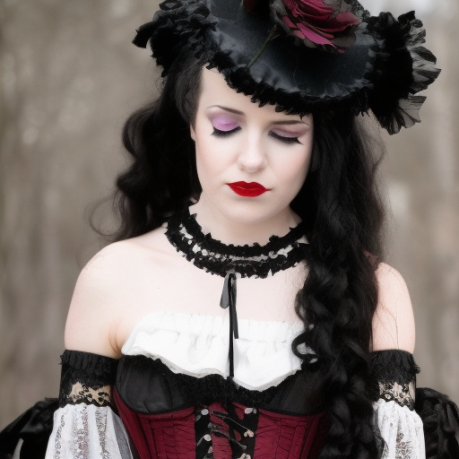 (beautiful assassin) wearing (victorian gothic dress) and black (headdress, blouse, poofy skirt, petticoat, lace stockings), straight long black hair with bangs, dark red lipstick, black eyeliner, pale skin, long eyelashes, rosary, lace choker, corset, platform shoes, , 4k, 4k resolution, 8k, HD, High Definition, High Resolution, Highly Detailed, HQ, Hyper Detailed, Intricate, Intricate Artwork, Intricate Details, Ultra Detailed, Artstation, Cgsociety, Cyberpunk, Gothic, Digital Painting, Matte Painting, Sharp Focus, Fantasy by Stefan Kostic