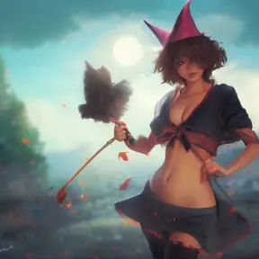 Kiki the witch in the style of Stefan Kostic, 4k, 4k resolution, 8k, Highly Detailed, Hyper Detailed, Beautiful, Digital Painting, Sharp Focus, Anime, Fantasy by Stanley Artgerm Lau