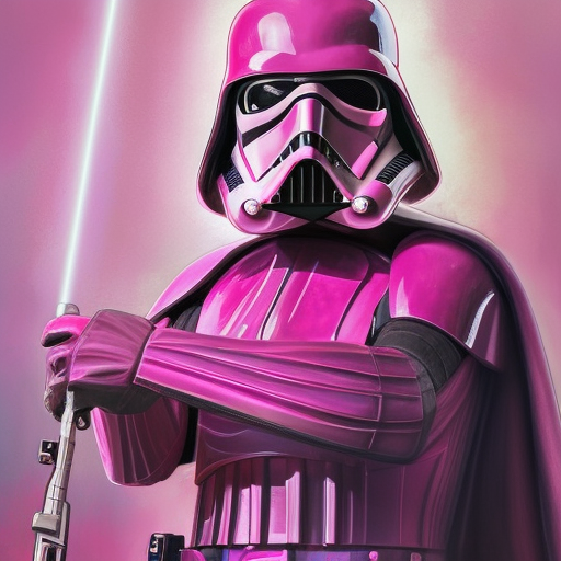 pink Darth Vader and purple stormtroopers, no black, 4k, 4k resolution, 8k, HD, High Definition, High Resolution, Highly Detailed, HQ, Intricate Artwork, Ultra Detailed, Full Body, Digital Painting, Matte Painting, Sunny Day, Realistic, Sharp Focus by Stefan Kostic