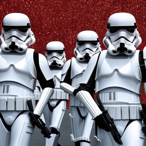 stormtroopers on parade, with Valentine's day balloons and glitter. red stormtroopers., 4k, 4k resolution, 8k, HD, High Definition, High Resolution, Highly Detailed, HQ, Intricate Artwork, Ultra Detailed, Digital Painting, Matte Painting, Sunny Day, Realistic, Sharp Focus by Stefan Kostic