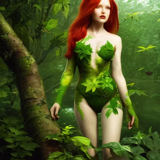 Poison Ivy, 8k, Highly Detailed, Intricate, Half Body, Matte Painting, Realistic, Sharp Focus, Fantasy by Stefan Kostic