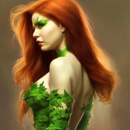 Poison Ivy, 8k, Highly Detailed, Intricate, Half Body, Matte Painting, Realistic, Sharp Focus, Fantasy by Stanley Artgerm Lau