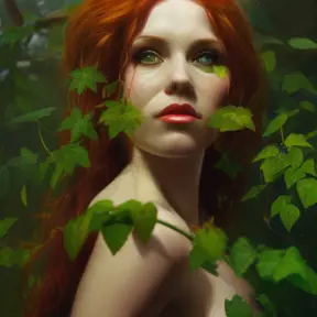 Alluring portrait of Poison Ivy in the style of Stefan Kostic, 8k, Highly Detailed, Intricate, Half Body, Matte Painting, Realistic, Sharp Focus, Fantasy by Greg Rutkowski