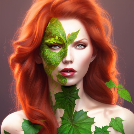 Alluring matte portrait of Poison Ivy in the style of Stefan Kostic, 8k, Highly Detailed, Intricate, Half Body, Matte Painting, Realistic, Sharp Focus, Fantasy by Stanley Artgerm Lau