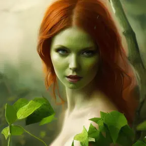Alluring matte portrait of Poison Ivy in the style of Stefan Kostic, 8k, Highly Detailed, Intricate, Half Body, Matte Painting, Realistic, Sharp Focus, Fantasy by Greg Rutkowski