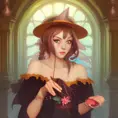 Alluring matte portrait of Kiki the witch in the style of Stefan Kostic, 4k, 4k resolution, 8k, Highly Detailed, Hyper Detailed, Beautiful, Digital Painting, Sharp Focus, Anime, Fantasy by Alphonse Mucha
