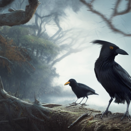 the crows , 4k, 4k resolution, 8k, HD, High Definition, High Resolution, Highly Detailed, HQ, Hyper Detailed, Intricate Artwork, Ultra Detailed, Digital Painting, Matte Painting, Realistic, Sharp Focus, Fantasy by Stefan Kostic