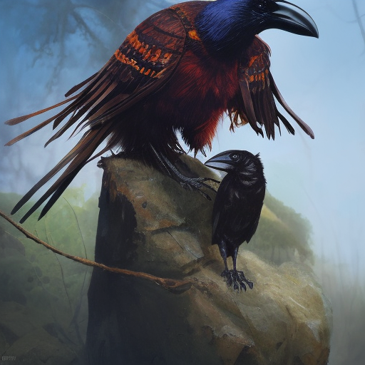 trickster, crow, mythic, 4k, 4k resolution, 8k, HD, High Definition, High Resolution, Highly Detailed, HQ, Hyper Detailed, Intricate Artwork, Ultra Detailed, Native American, Realistic, Sharp Focus, Fantasy, Native art by Stefan Kostic