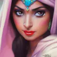 Alluring matte portrait of Princess Jasmine in the style of Stefan Kostic, 4k, 4k resolution, 8k, HD, High Definition, High Resolution, Highly Detailed, HQ, Hyper Detailed, Intricate Artwork, Ultra Detailed, Digital Painting, Matte Painting, Realistic, Sharp Focus, Dim light, Fantasy by Stanley Artgerm Lau