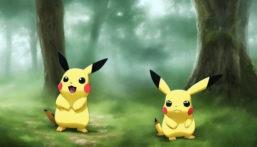The first panel could show Pikachu as a baby pokemon, curious and adventurous, while exploring the forest near its home, 4k, 4k resolution, 8k, Highly Detailed, Hyper Detailed, Beautiful, Digital Painting, Anime, Fantasy by Stefan Kostic