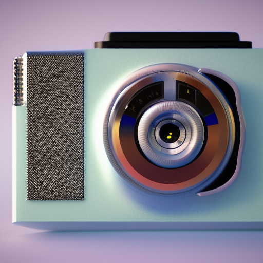 Futuristic pocket camera designed by Dieter Rams. Pastel colors, 8k, Highly Detailed, Vintage Illustration, Sharp Focus, Octane Render, Unreal Engine, Vector Art
