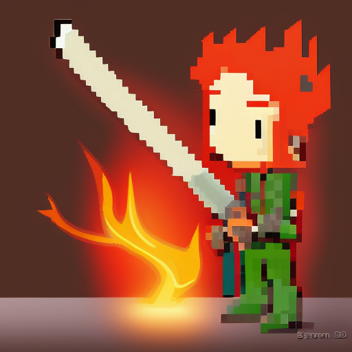 Stickman with Fire Sword, 16-Bit by Steve Argyle