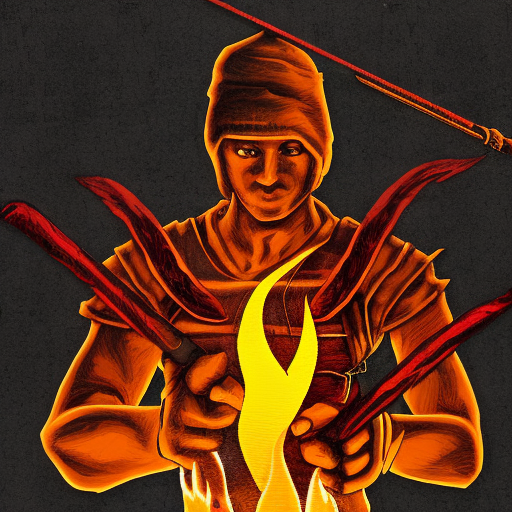 Stickman with a Flaming Sword, 16-Bit by Steve Argyle