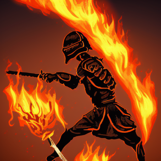 Basic Stickman with a Flaming Sword, 16-Bit, Ultra Detailed by Steve Argyle