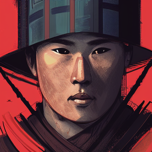 Portrait of a Samurai, Masterpiece, Cyberpunk, Illustration, RPG
