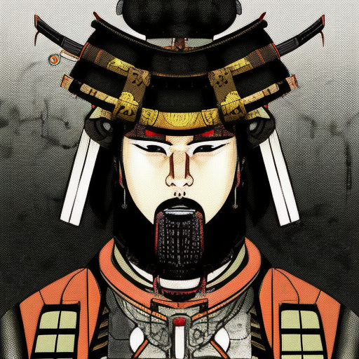 Portrait of a Samurai, Masterpiece, Cyberpunk, Illustration, RPG