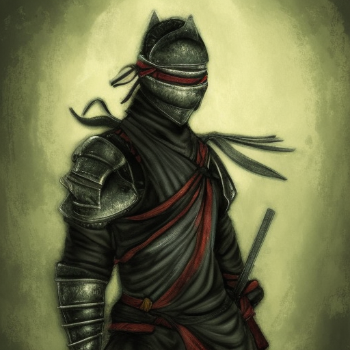 Portrait of a Ninja, Masterpiece, Illustration, Dark Souls