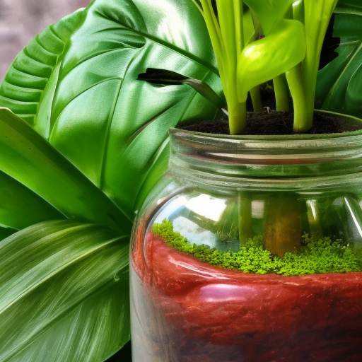A small tropical garden in a jar, green, lush, 8k, Highly Detailed, Sharp Focus