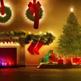 City ​​with cristmas view, christmas concept house, cristmas bright lights, new year evening, beautiful christmas tree, 4k, Photo Realistic
