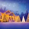 City ​​with cristmas view, christmas concept house, cristmas bright lights, new year evening, beautiful christmas tree, 4k, Photo Realistic
