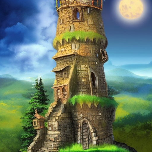 Wizard's tower in fantasy landscape, Magical, Fantasy