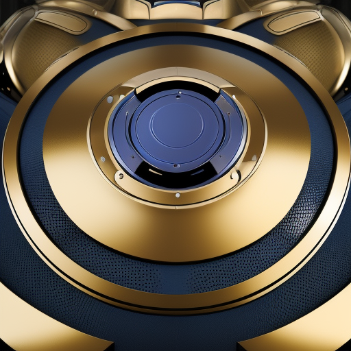 Dark blue, black and gold metallic shield, Futuristic, Digital Painting, Octane Render, Unreal Engine
