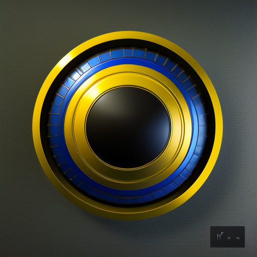 Dark blue, black and gold metallic shield, Futuristic, Digital Painting, Octane Render, Unreal Engine