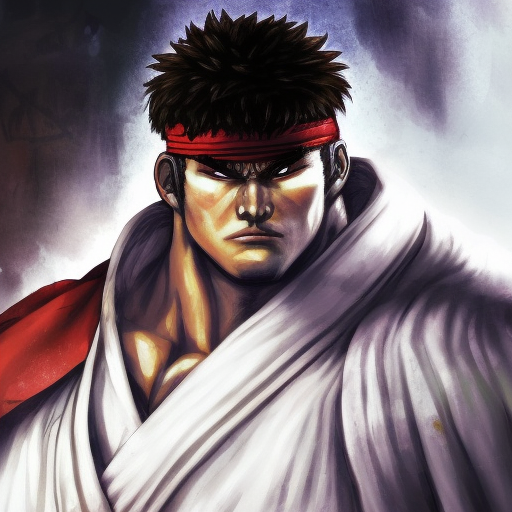 Portrait of a Ryu from street fighter, Masterpiece, Illustration, Dark Souls